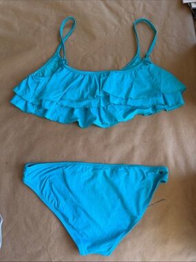 RADIO FIJI Flounce Top with Retro Bottom Blue Teal Green M $104